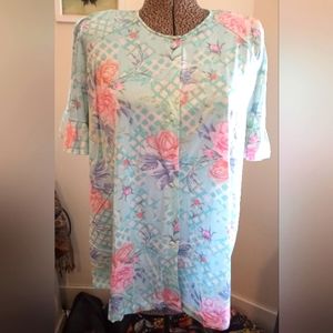 Vintage blue floral pajama top